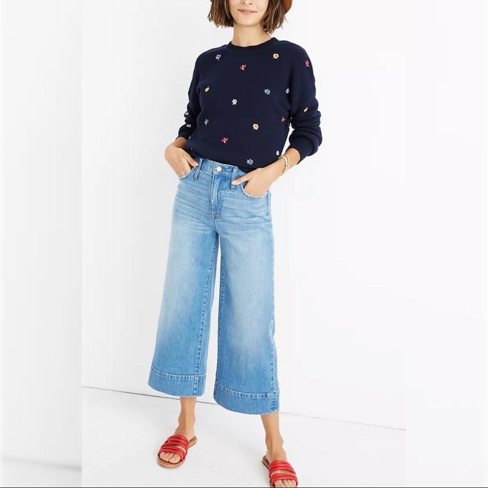 Madewell Wide Leg High Rise Crop Delancey Jeans